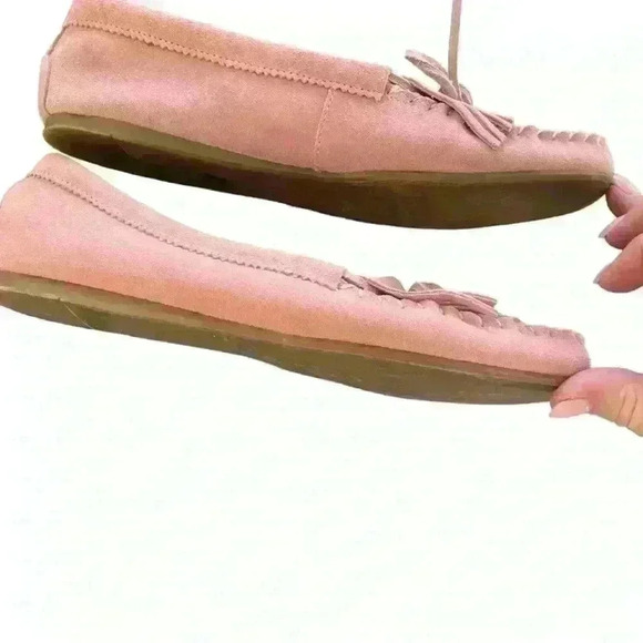 Rampage Lindy Moccasins Pink Suede Leather Size 8 Beaded Boho - Picture 4 of 9